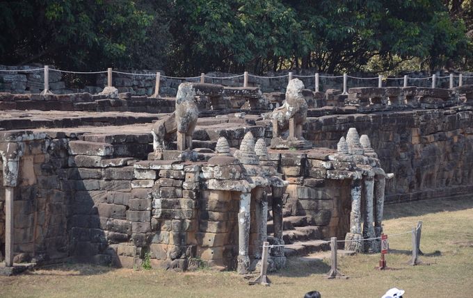 la celebre Terrazza degli Elefanti (Angkor Thom): prende il nome dalle numerose sculture di elefanti che decorano il basamento, sul quale un tempo sorgeva il Palazza Reale. Da qui il sovrano si rivolgeva alla popolazione ed al suo esercito. 